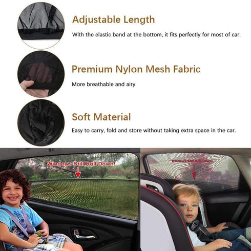 2Pcs Car Window Shade for Baby Universal Fit Adjustable Shade Breathable Mesh Car Curtains Window Net C a r Rear Door Outdoor Camping Netting (XL)...