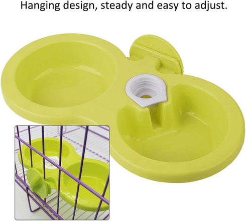 Puppy Double Bowl, Puppy Double Bowl Stainless Steel Dog Bowl Pet Cat Dog Puppy Double Bowl Hanging Food Water Feeder for Crate Cage Small (Green)...