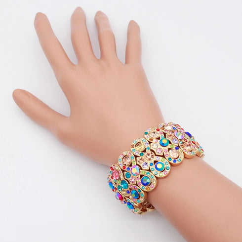 Lavencious Infinity Shape Rhinestone Stretch Bracelet Evening Party Jewelry 7”...