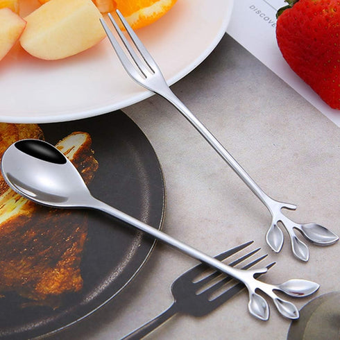 AnSaw 8-Pieces 4.7-Inch Small Coffee Spoons With Leaf Handle(Silver)...