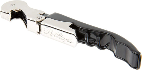 Pulltap's Double-Hinged Waiters Corkscrew, Black and Stainless Steel...
