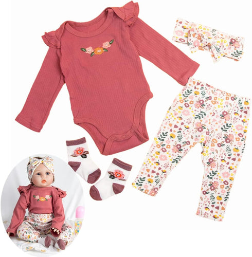 Reborn Baby Dolls Clothes 24inch Outfits Accessories 4pcs Set for 22"- 24" Reborn Baby Girl Dolls Newborn...