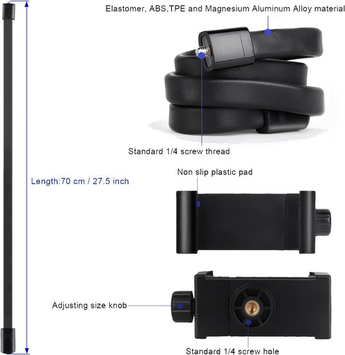 Portable Flexible Cell Phone Holder Stand for Shopping Cart/Treadmill/Stroller/Elliptical/Car/Bike,Compatible with 3.5~7.5" iPhone/Smartphone, 27....