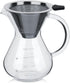 Glass Hand Drip Coffee Maker Pot with Stainless Steel Permanent Filter - 400ML with Scale...