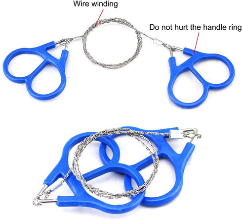 Camping Wire Saw - Stainless Steel Pocket Wire Saw Survival Gear Accessories for Outdoor Camping Hiking Hunting Tree Cutting and Backpacking, Blue...