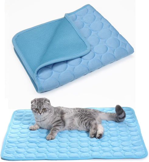 Pet Cooling Mat - Summer Cool Dog Mat, Breathable Ice Silk Cat Mat, Pet Supplies, Dog Cooling Pad (L-27x19 Inch)...