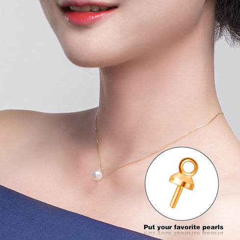 100pcs Brass Eye Pins Bail Caps, Cup Pearl Eye Pin Bail Peg Pendant Connector Cup Pearl Peg Bails for DIY Jewelry Making and Crafting, Gold and Si...