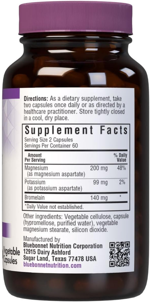Bluebonnet Magnesium Potassium Supplement Plus Bromelain for Muscle Health Support - Daily Magnesium Complex for Women & Men - Non-GMO, Vegan, Glu...