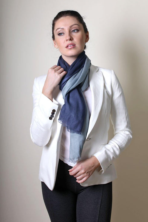 Women's Serenity Ocean Elegant Blue Ombre Effect Scarf, Super Soft, Lightweight...