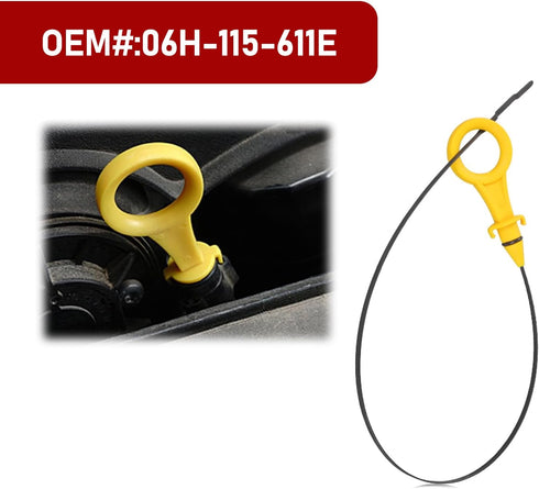 1 PC Car Engine Oil Dipstick, Waterproof Metal Vehicle Engine Oil Tank Measuring Tools, Part Replacement OEM #06J115611F/06H-115-611E Compatible w...