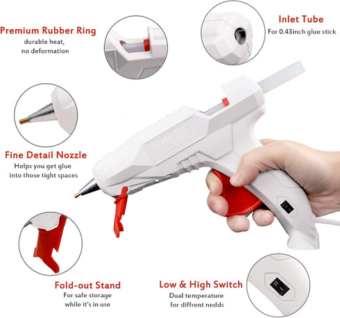Full Size Hot Glue Gun Kits, KeLDE 40W Dual Temp Fine Tip Hot Glue Gun with 10PCS Glue Sticks for craft, DIY Arts, Quick Home Repairs, Wood, PVC...