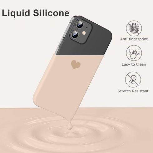 iPhone 12 Case, Phone Case iPhone 12 Pro, Slim Thin Cute Heart Silicone Design Shockproof Protective Soft Bumper Drop Protection Girls Women Boys ...