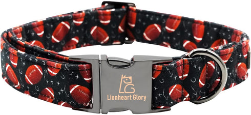 Lionheart glory Dog Collar Rugby Print Dogs Collar Boy Cute Collars Dog Soft Durable Adjustable Comfortable Handmade Dog Collars for Small Dogs Pe...