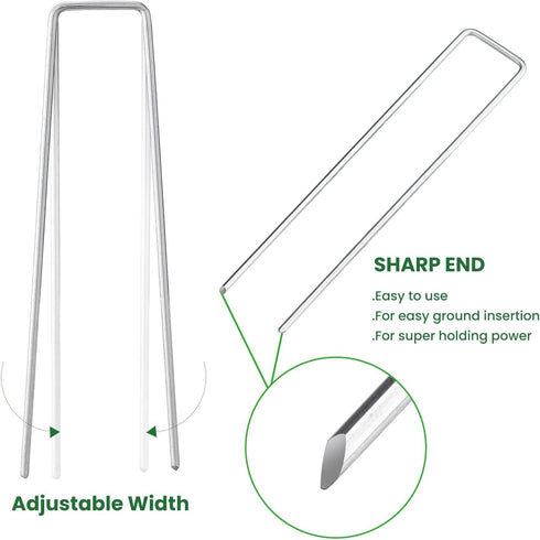 6 Inches Landscape Staples, Garden Stakes Securing Pegs for Securing Weed Fabric Landscape Fabric Netting Ground Sheets and Fleece, Heavy Duty Met...