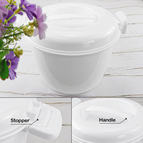 DOERDO Microwave Rice Cooker Round Microwave Food Container Vegetable Steamer Pot Microwave Cookware for Rice Chicken Pasta, 7.8x6.1 Inch...