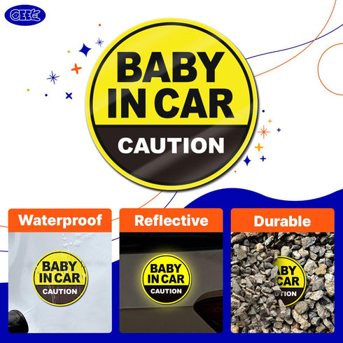 GEEKBEAR Baby in Car Vehicle Magnet - Colorful, Reflective, Weather-Resistant - Circular 4.7 x 4.7 in (Light Pink/Turquoise)...