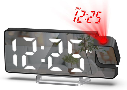 AMIR Projection Alarm Clock for Bedroom, 7.9 in Display LED Alarm Clock with 180° Rotatable Projector, Digital Clock with Brightness,Large Screen,...