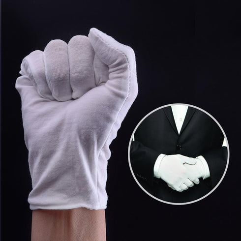 12 Pairs White Cotton Gloves Soft Cloth Dust Gloves Hand Gloves Work for Men Women Art Crafting Handling, Eczema, BBQ, Coin Jewelry Watch Inspecti...