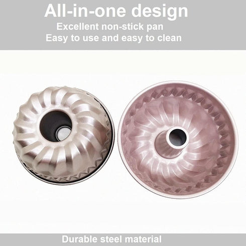 4Pcs Nonstick Bundt Cake Pan Mini Tube Pans Baking Kugelhopf Bread Muffin Cake Mold for Oven and Instant Pot - Champagne Gold (4 Inch)...