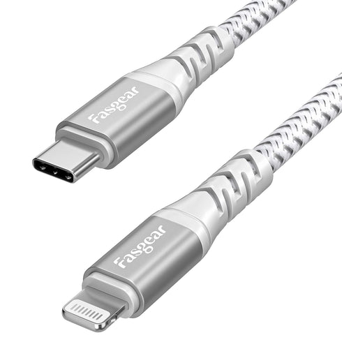 Fasgear USB-C to Lightning Cable 6ft 1 Pack Long MFi Certified Braided USB C to Lightning PD Fast Charger Cord Compatible for iPhone 11 12 13 14 P...