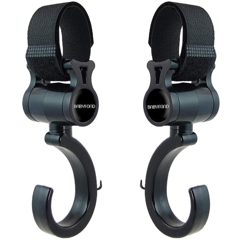 Stroller Hooks, Babyfond 2 Pack of Multifunctional Hooks, 360-degree Rotating Firm Non-Slip Stroller Hook for Buggy, Baby Carrier, Bike Bicycle, C...