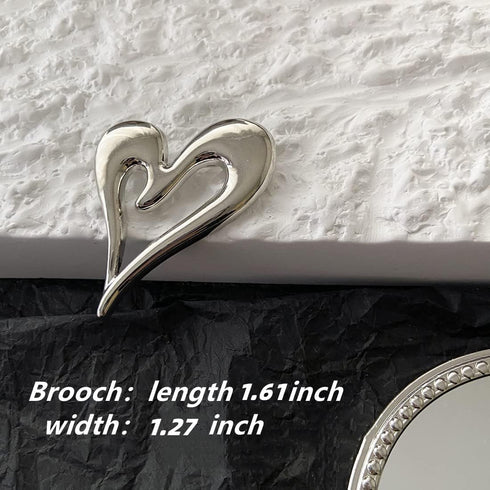 2 Pieces Brooch Pins Heart Gold Lapel Hijab Brooches for Women Fashion Jewelry (Gold+Silver)...