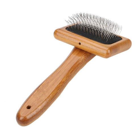 Oumefar Healthy Bamboo Dog Hair Comb Pet Wooden Brush Massage Grooming Slicker Brush with Rounded Bristles(Charged)...