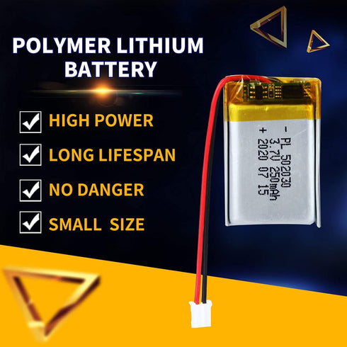 3.7V 250mAh 502030 Lipo Battery Rechargeable Lithium Polymer ion Battery with PH2.0mm JST Connector...