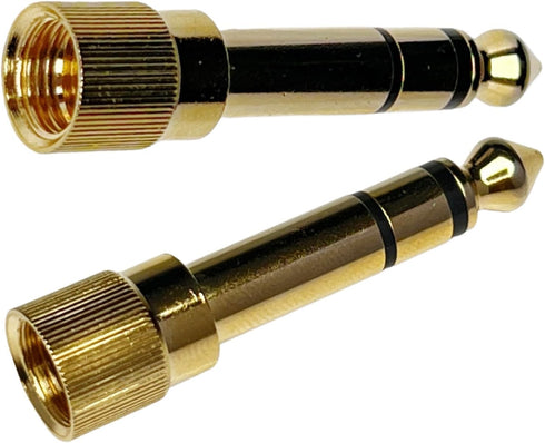 CESS 2-Pack 1/4" Stereo Phone Screw-On Adapter - Male 1/8" to Male 1/4" - 3.5mm Stereo to 6.35mm Stereo...