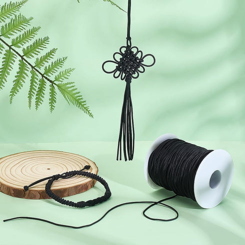 PH PandaHall 1.5mm 100 Yards Black Nylon Cord Wind Chime Cord Replacement Lift Shade Blind String for Windows Roman Rollers Repair Gardening Plant...