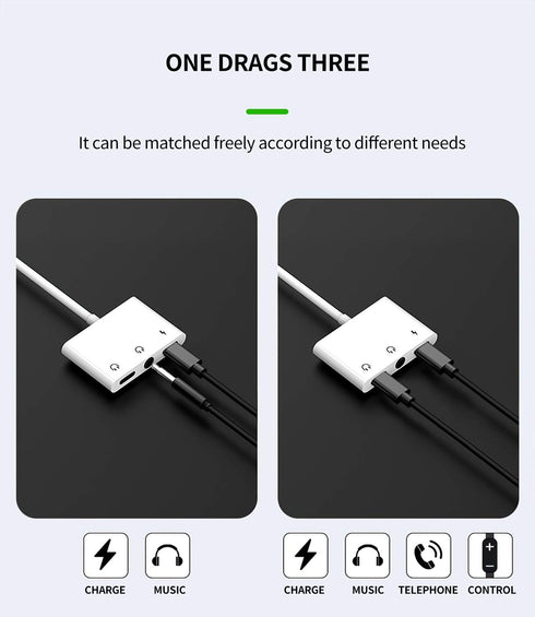 Headphone Adapter Lightning to 3.5mm AUX Audio Jack and Charger Extender Dongle Earphone Headset Splitter Compatible with iPhone 11 12 Mini pro ma...