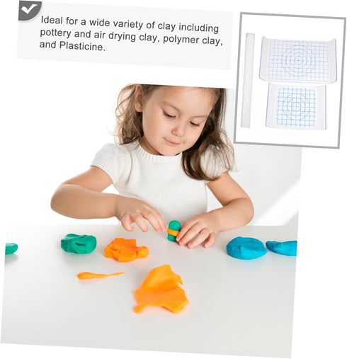 Anneome Acrylic Clay Roller Acrylic Clay Roller Clay Bar Kit 3pcs Sheet Clay Board Polymer Clay Tools Acrylic Backing Board Accessory Large Cuttin...