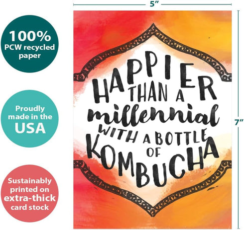 Tree-Free Greetings - Birthday Cards - Artful Designs - 1 Card + Matching Envelopes - Made in USA - 100% Recycled Paper - 5"x7" - Millennial With ...