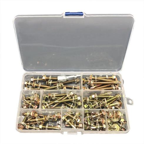 Box of 80 Tek Roofing Screws Hex Head with Sealing Washer for Fixing to Timber 16mm 20mm 25mm 30mm 35mm 40mm 45mm 50mm Free Drive Bit...