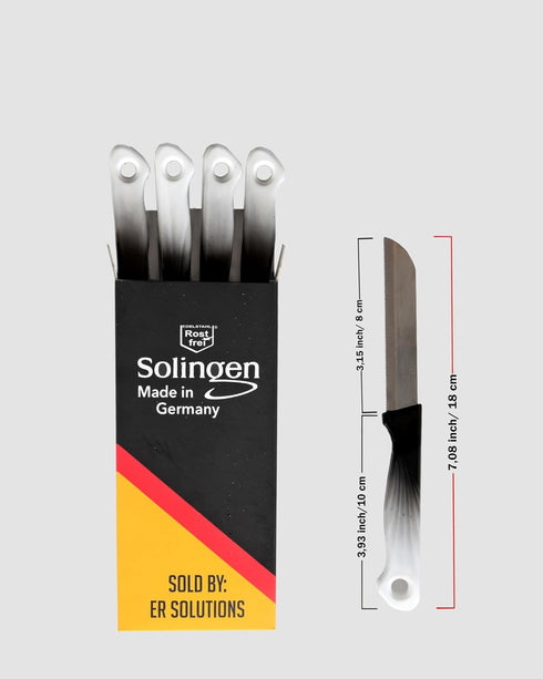 Solingen Paring Knife 6 pcs Fruit Knife Vegetable Knife Set Razor-Sharp Lightweight 3-inch Serrated Paring Knife Made in Germany (Red)...