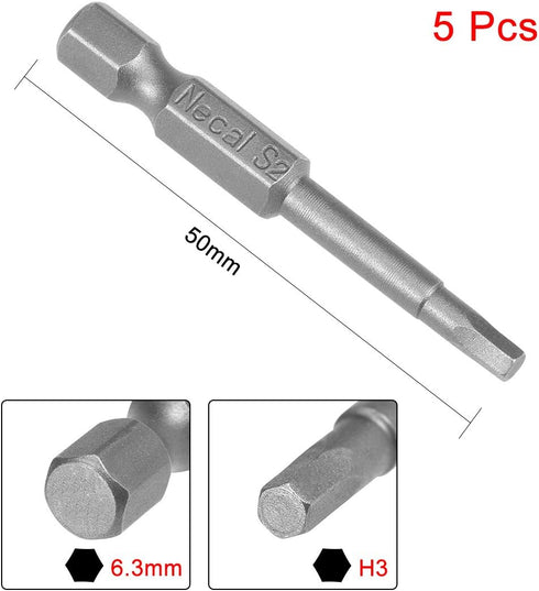 uxcell 5 Pcs H3 Magnetic Hex Head Screwdriver Bits, 1/4 Inch Hex Shank 2-inch Length S2 Power Tools...