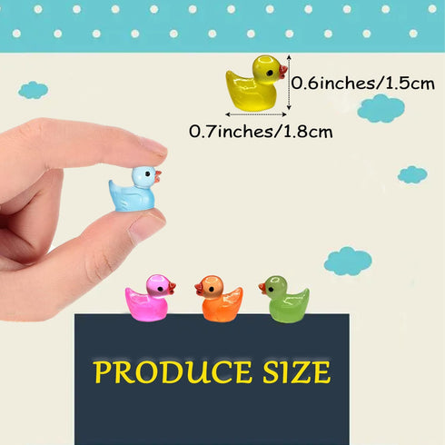 100 Pcs Luminous Mini Resin Ducks Tiny Glow in The Dark Duck Micro Garden Landscape Potted Plants Decoration Aquarium Dollhouse Ornament for Famil...