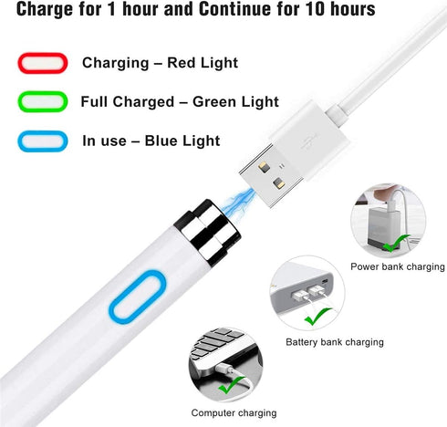 Stylus Pen for iOS Android Touch Screens Pencil Compatible with iPad/iPad Pro/Air/Mini/I Phone/Cellphone/K indle/Apple Tablet Drawing Pencil (Whit...
