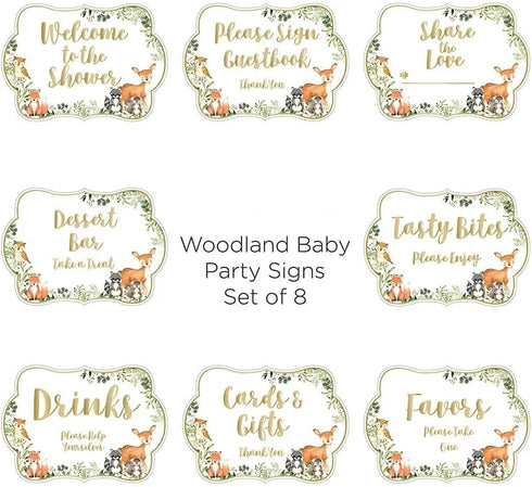 Kate Aspen Woodland Baby Shower Decorations, Decor Sign Kit (8 Different Signs, Welcome Baby Shower Sign and more)...