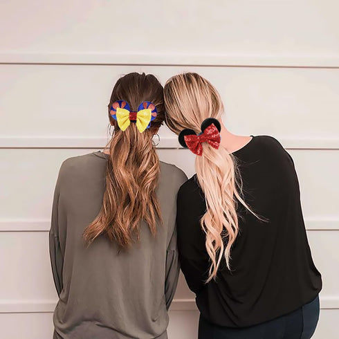Mouse Ear Hair Scrunchies for Women, Cute Snow White Hair Bow Scrunchies for Girls Velvet Mouse Ears Hair Ties for Ponytail Party Favors Cosplay C...