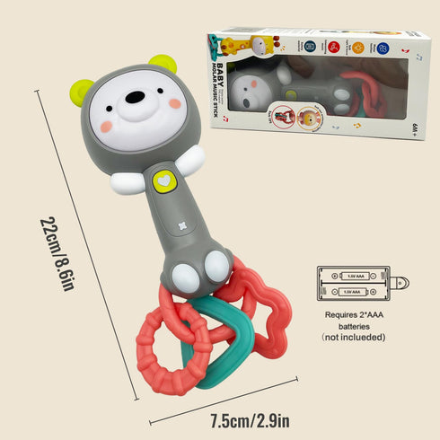 Musical Rabbit Light-Up Toy and Teething Ring for Toddlers Sensory Chew and Fine Motor Skills Toy Baby Rattle and Teething Toys for 6 12 18 Month ...