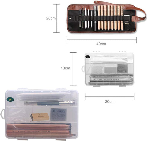 SIPLIV Sketching Pencil Set, 18 Pcs Sketch Pen 3 Pcs Charcoal Pen Paper Erasable Pen Eraser Plastic Pencil Case Craft Knife Pencil Extender 29Pcs ...
