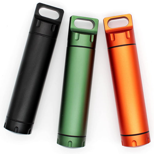 Aluminium Alloy Pill Case, Pill Fob Capsule Keychain, Long Waterproof Match Case Holder, Smell Proof Container Jar, Outdoor Survival Storage Metal...