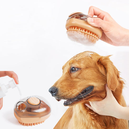 Pet Cat & Dog Bath Brush | Dog Shampoo Brush | Dog Scrubber for Bath | Dog Grooming/Washing/Shower Brush Easily Removes Loose Undercoat for Short ...