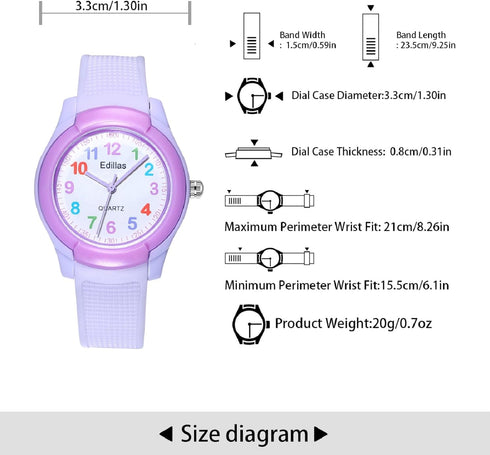 Edillas Kids Analog Watch for Girls Boys,Children Waterproof Learning Time Wrist Watch Easy to Read Time Wrist Watches for Kids Girls Boys...