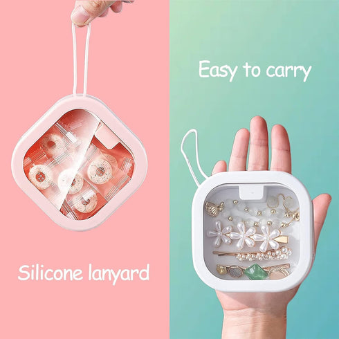 2 Pcs Hair Tie Organizer, Portable Hair Accessory Storage Containers Small Stackable Hair Ties Qtip Travel Holder Cotton Swab Dispenser Hair Acces...