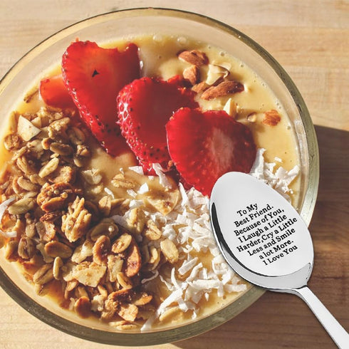 Friendship Spoon Gifts for Best Friend Anniversary Birthday Gift for Friends Friend Wedding Graduation Gifts for Bestie Engraved Stainless Steel S...