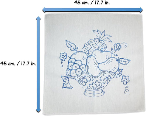 Servilletas para Bordar a Mano Mexicanas Con Dibujo | Mexican Napkins with Drawing for Hand Embroidered (Fruit Bowl)......