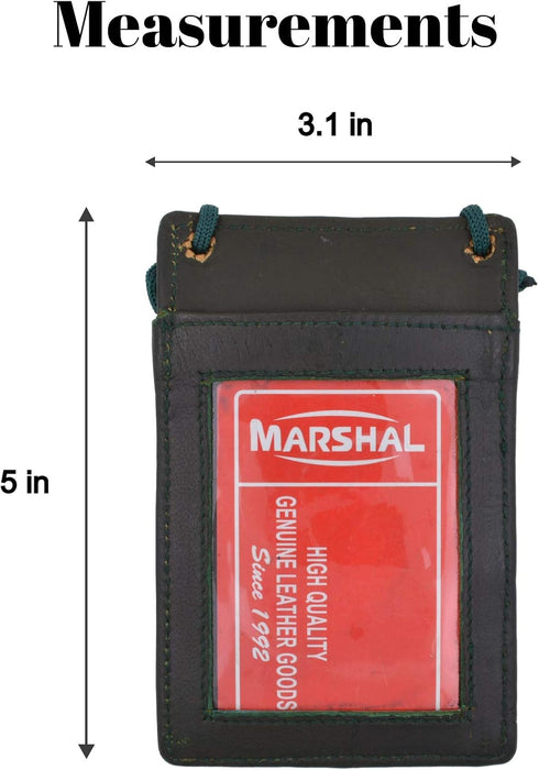 New Leather Neck Strap ID Badge Credit Card Holder Pouch Wallet Mini Crossbody...