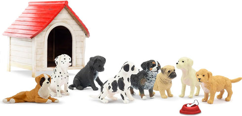 Toymany 12PCS Mini Dog Figurines Playset, Realistic Detailed Plastic Puppy Figures, Hand Painted Emulational Tiny Dogs Animals Toy Set, Cake Toppe...